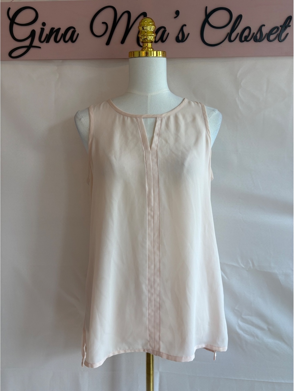 Express Women's Sleeveless Light Pink Blouse with Back Zipper, Size M